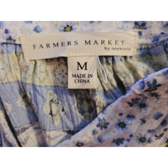 Farmers Market by Oneworld blue/green boho blouse Size Medium - Picture 2 of 4